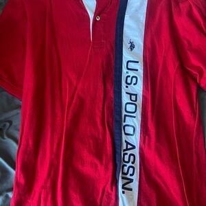 U.S. Polo Assn. Men's Red Polo with White and Navy Accents